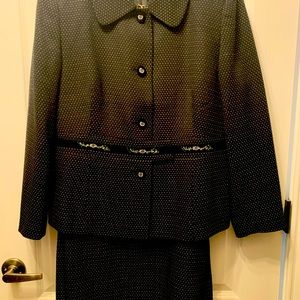 Nipon Boutique Velvet and Embroidery-Accented Skirt Suit